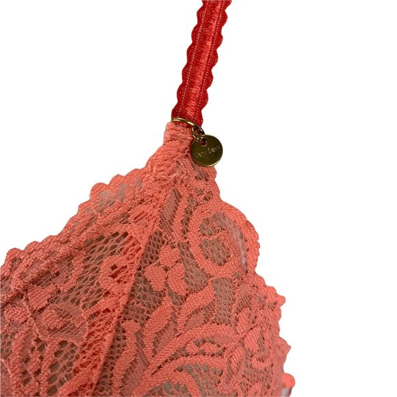 Victoria's Secret Small Nightie Chemise Lace Very Sexy See Through Peach Red - Picture 5 of 6